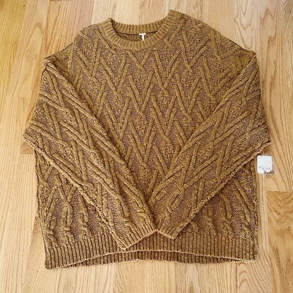 NWT Free People Isla Cable Stitch Tunic Sweater - Spice Cake - Picture 9 of 9